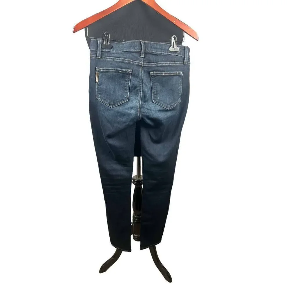 Paige 25 dark denim skinny elastic front panel stretch jeans verdugo ankle